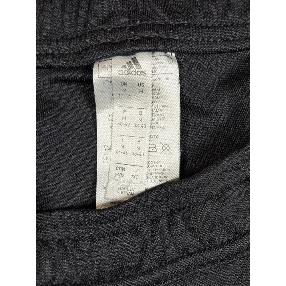 Adidas Track Pants Mens Medium Black White 3-Stripe Athletic Tapered Joggers